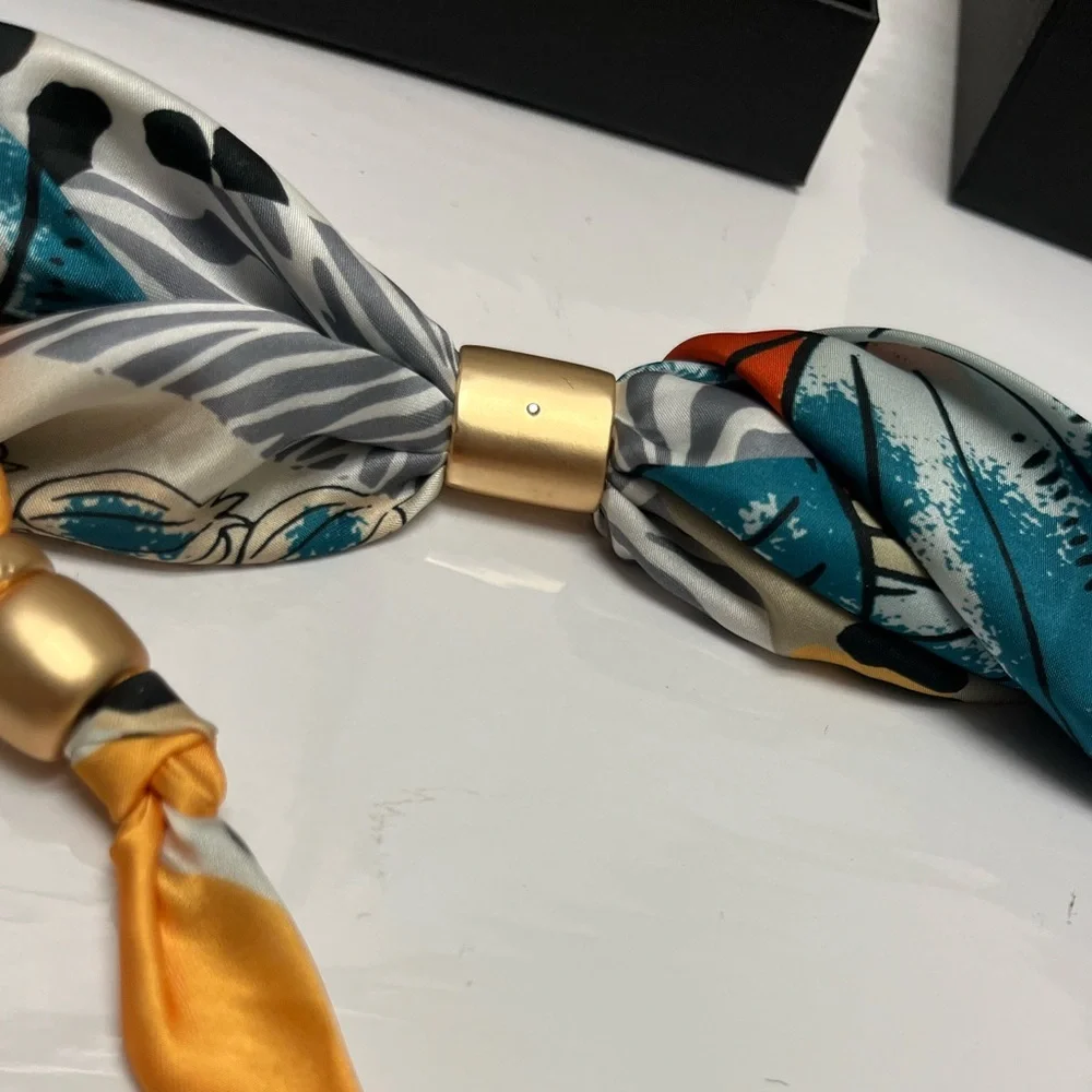 NWT ⚜️🧡💙⚜️ Piper K Adjustable Satin Scarf Necklace
